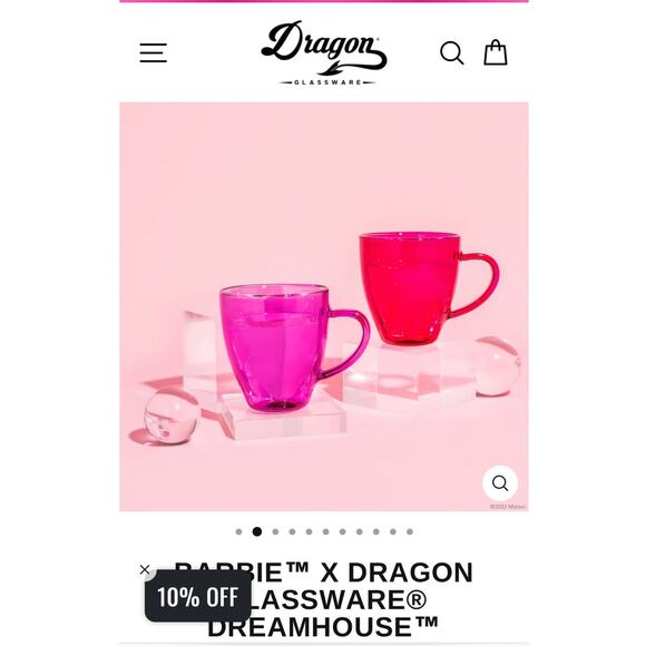 NIB Barbie x Dragon Glass pink espresso cups new in box never used Holiday Gift! - Picture 4 of 6